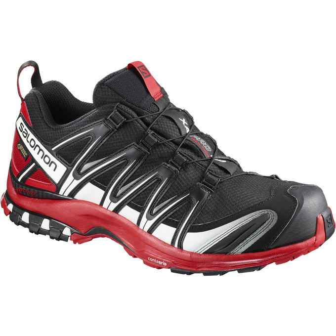 Salomon Israel XA PRO 3D GTX® - Mens Trail Running Shoes - Black/Red (BGAI-94216)